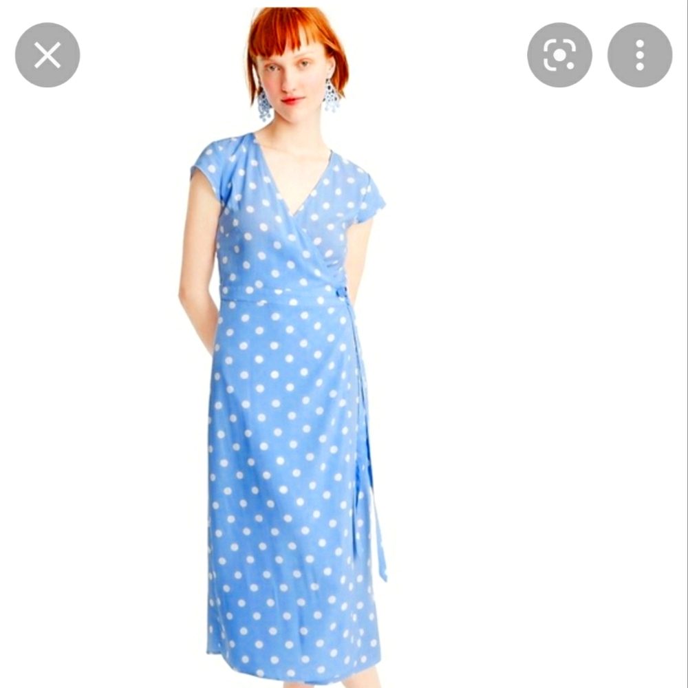 J.Crew Polka Dot  midi wrap dress in soft viscose material size SMALL